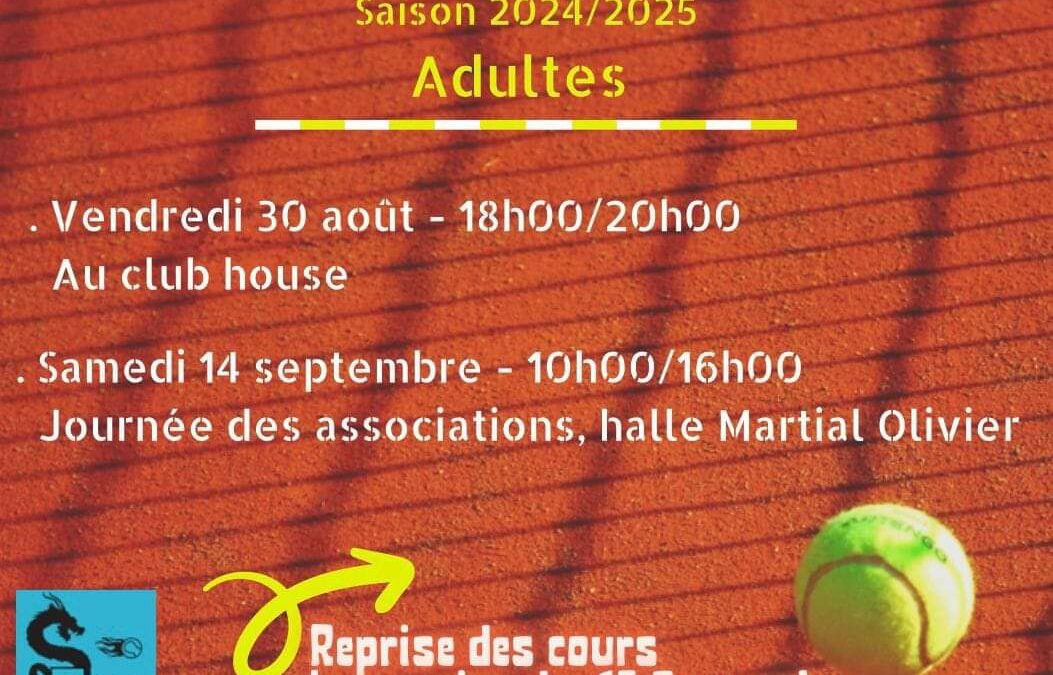 PERMANENCES INSCRIPTIONS ADUTLES – TENNIS CLUB