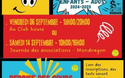 INSCRIPTONS ECOLE DE TENNIS – ENFANTS / ADOS