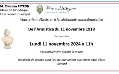 COMMEMORATION DE L’ARMISTICE DU 11 NOVEMBRE 1918