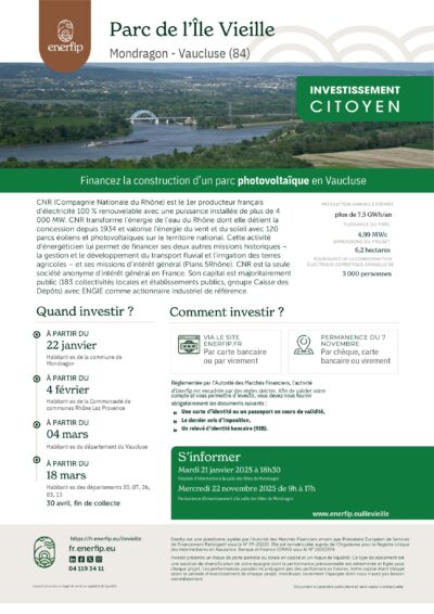 INVESTISSEMENT CITOYEN – Parc de L&rsquo;Ile Vieille Mondragon