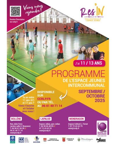 PROGRAMME DE L&rsquo;ESPACE JEUNES INTERCOMMUNAL SEPTEMBRE/OCTOBRE 2025 11-13 ANS