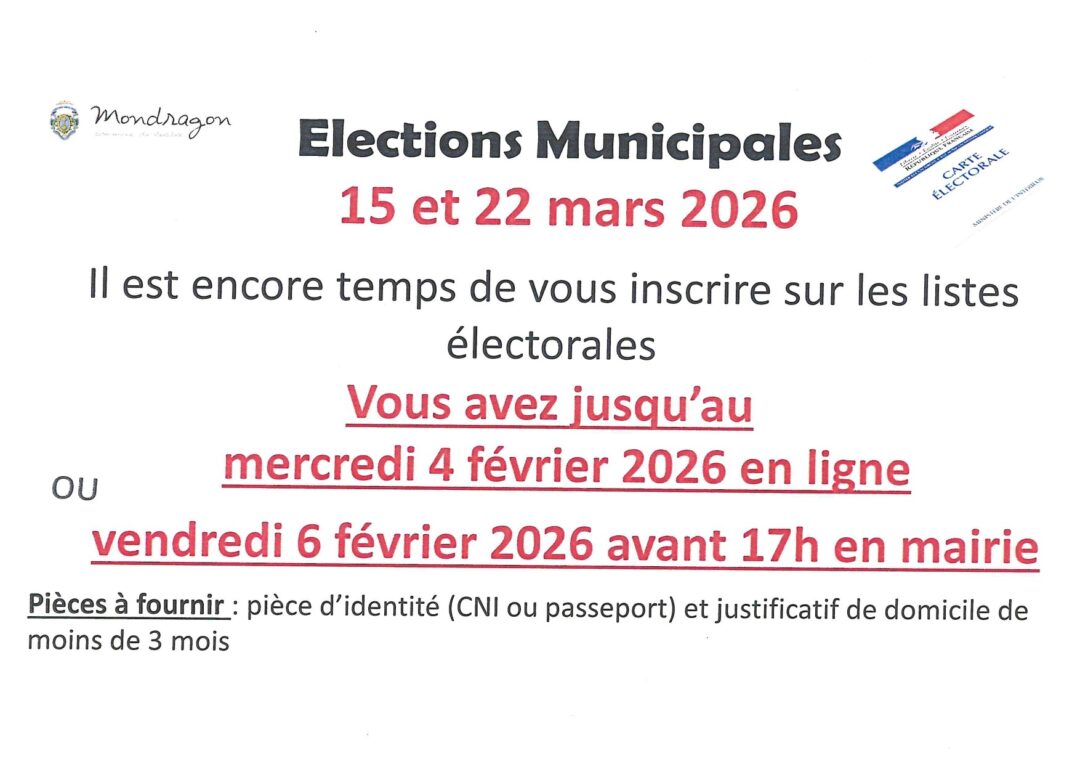 INFORMATION ÉLECTIONS MUNICIPALES 2026