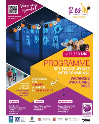 PROGRAMME VACANCES AUTOMNE 11/13 ANS ESPACE JEUNES INTERCOMMUNAL