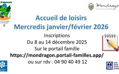 INSCRIPTIONS ACCUEIL DE LOISIRS MERCREDIS JANVIER / FÉVRIER 2026