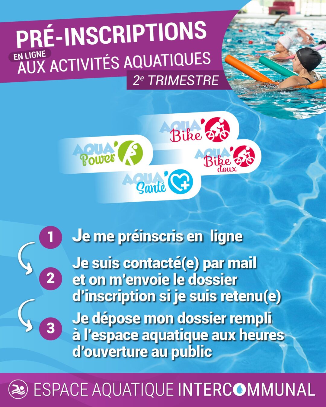 PRÉ-INSCRITPIONS EN LIGNE AUX ACTIVITÉS AQUATIQUES