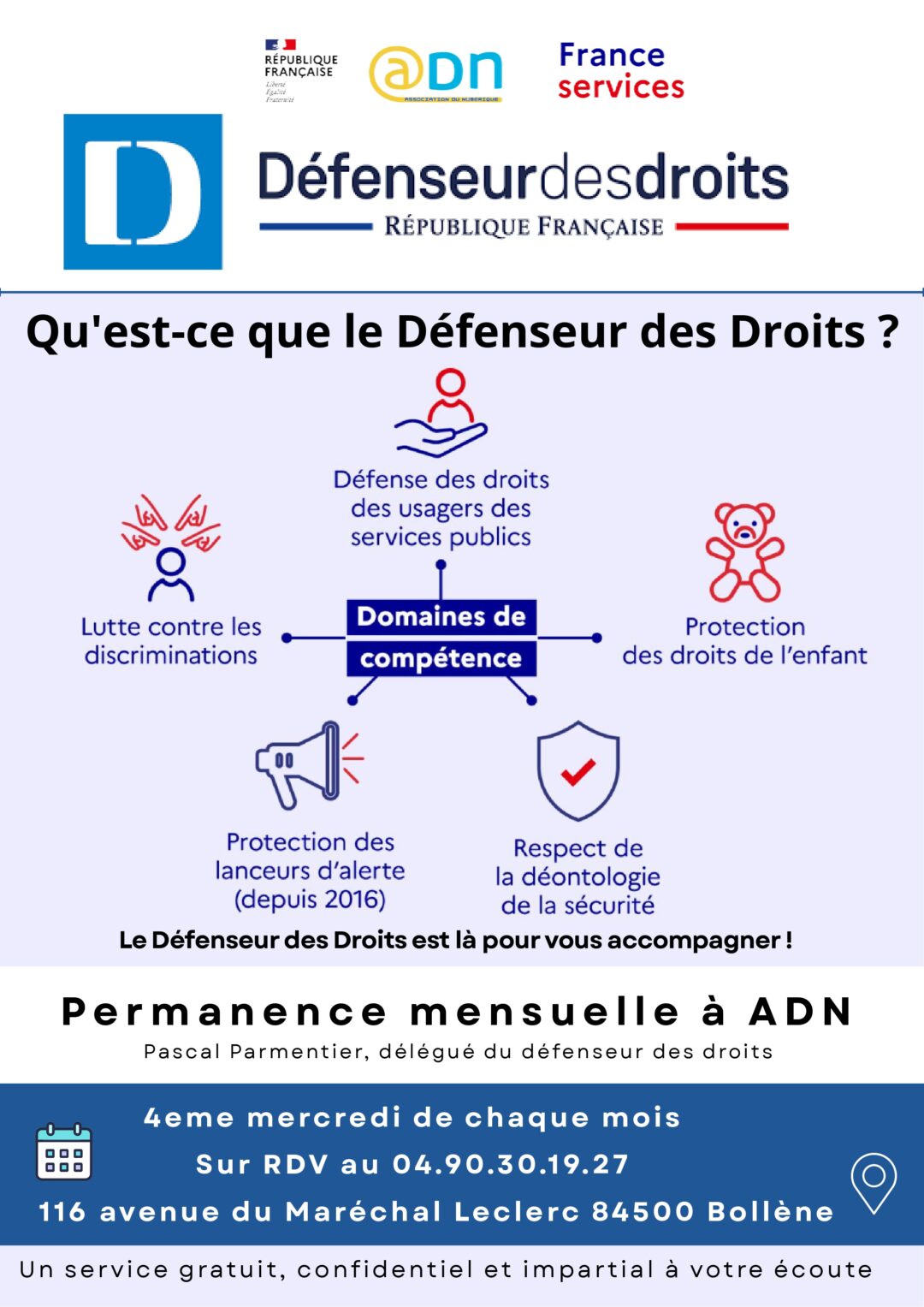 PERMANENCE MENSUELLE DÉFENSEUR DES DROITS – ADN