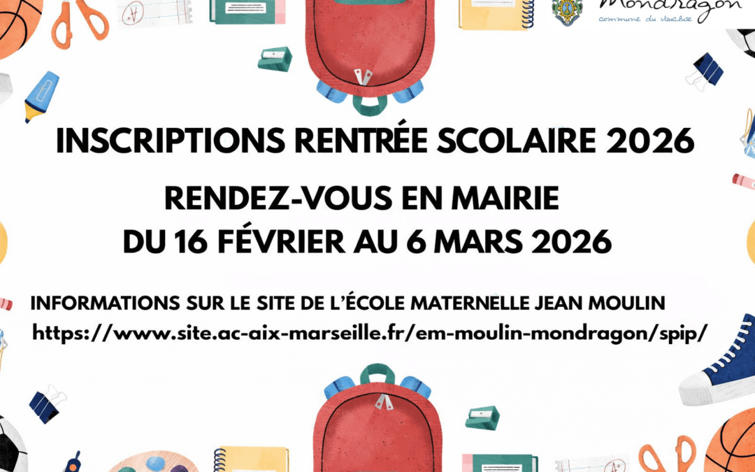 INSCRIPTIONS RENTRÉE SCOLAIRE 2026