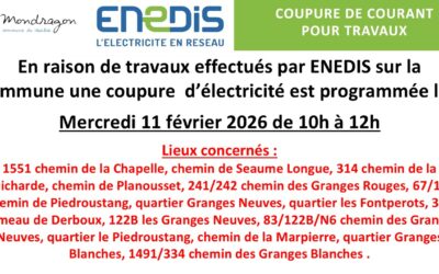 COUPURE DE COURANT – TRAVAUX ENEDIS