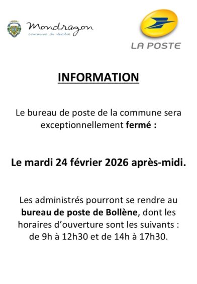 INFORMATION LA POSTE MONDRAGON