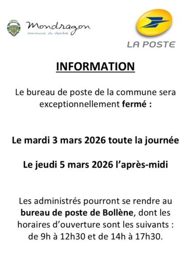 INFORMATION LA POSTE MONDRAGON