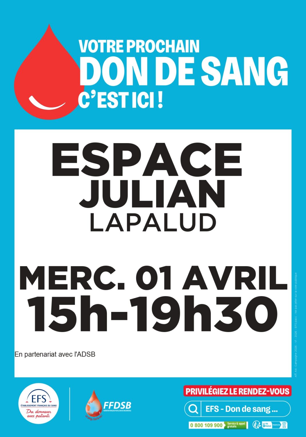 DON DU SANG – ESPACE JULIAN LAPALUD