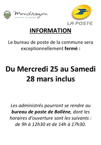 INFORMATION LA POSTE MONDRAGON