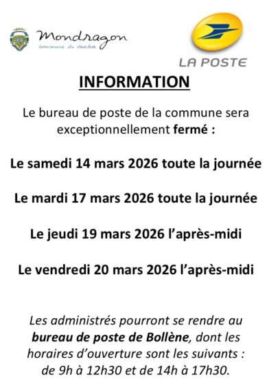 INFORMATION LA POSTE MONDRAGON