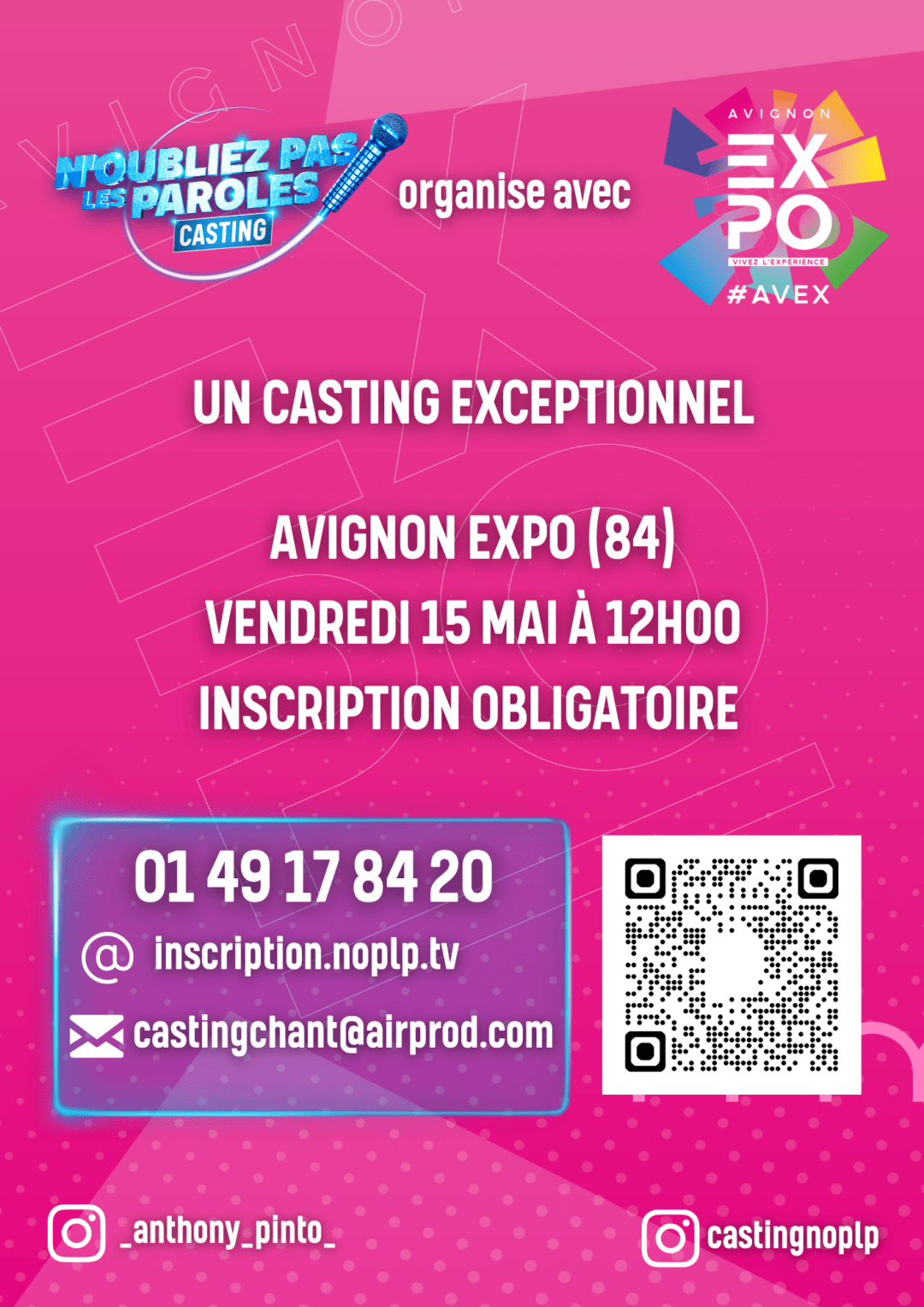 CASTING N&rsquo;OUBLIEZ PAS LES PAROLES – FOIRE EXPO AVIGNON –