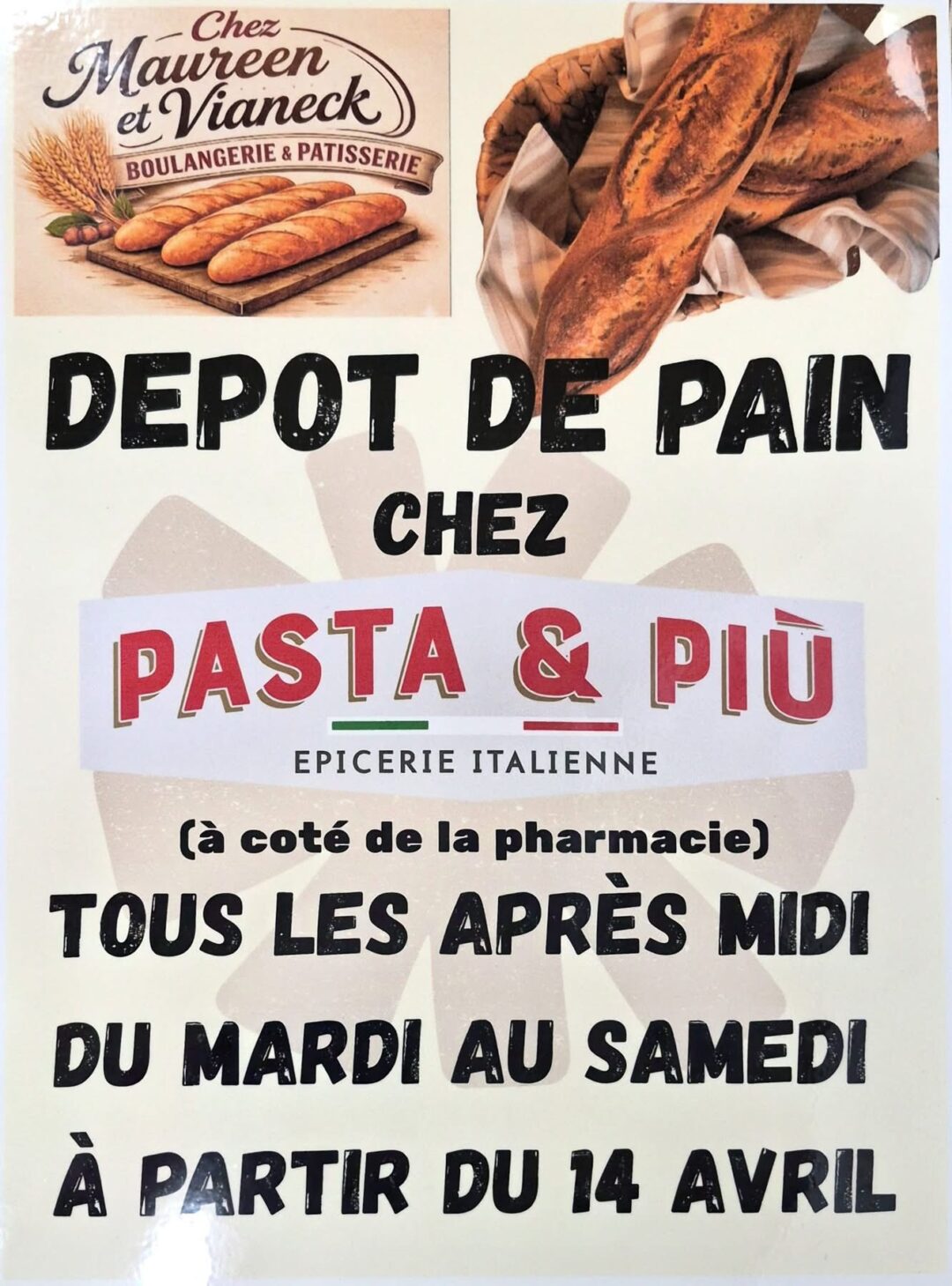 INFORMATION DÉPÔT DE PAIN