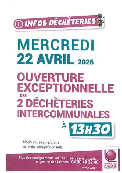INFORMATIONS DÉCHÈTERIES INTERCOMMUNALES