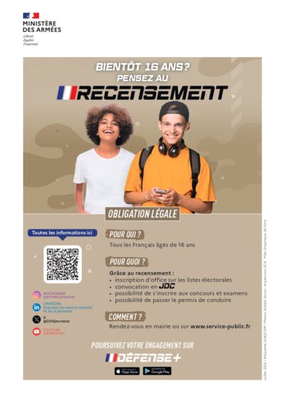 BIENTÔT 16 ANS ? PENSEZ AU RECENSEMENT