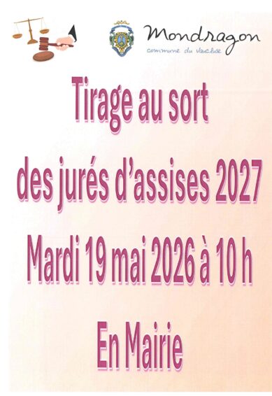 TIRAGE AU SORT DES JURÉS D&rsquo;ASSISES 2027