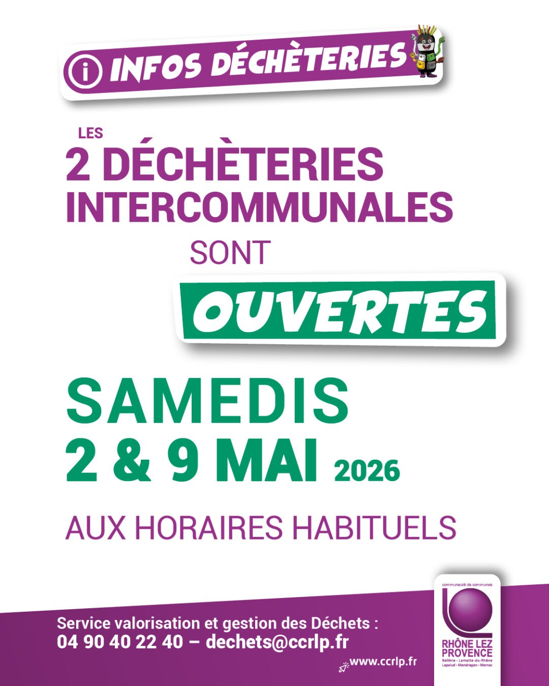 INFOS DÉCHÈTERIES