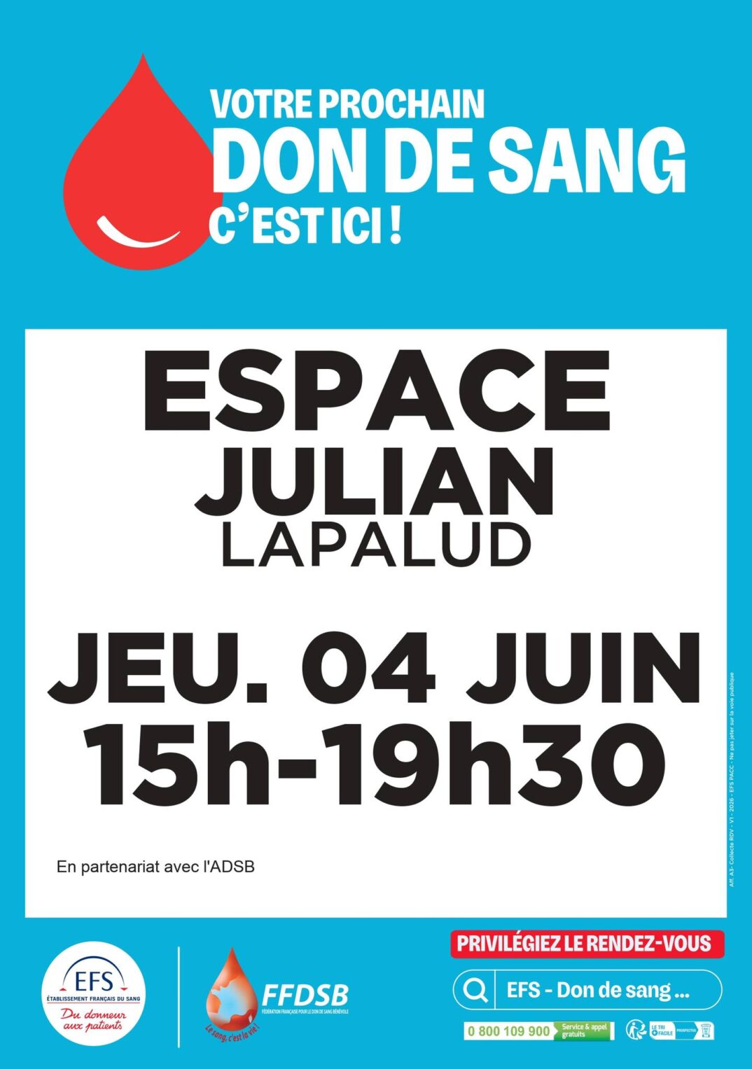 DON DU SANG – ESPACE JULIAN LAPALUD