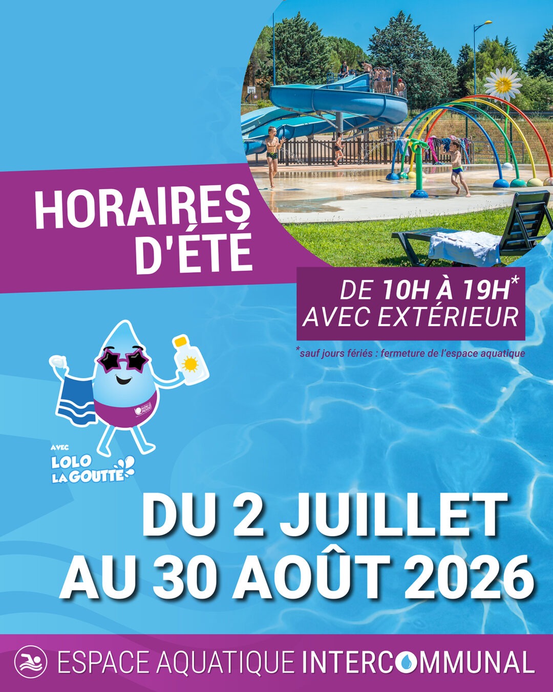 ESPACE AQUATIQUE INTERCOMMUNAL – HORAIRES D’ÉTÉ