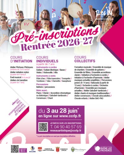 RÉSEAU DES ENSEIGNEMENTS ARTISTIQUES DE L’INTERCO – PRÉ-INSCRIPTIONS RENTRÉE 2026-2027