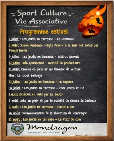SPORT CULTURE VIE ASSOCIATIVE – LE PROGRAMME ESTIVAL – MONDRAGON