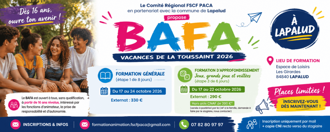 FSCF – FORMATION BAFA – LAPALUD TOUSSAINT 2026