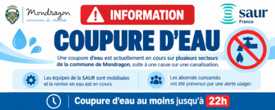 COUPURE D’EAU EN COURS – MONDRAGON