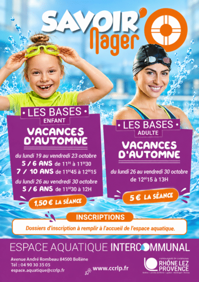 SAVOIR NAGER – LES BASES ENFANT ET ADULTE -VACANCES D&rsquo;AUTOMNE – ESPACE AQUATIQUE INTERCOMMUNAL