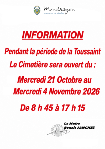 INFORMATION CIMETIÈRE
