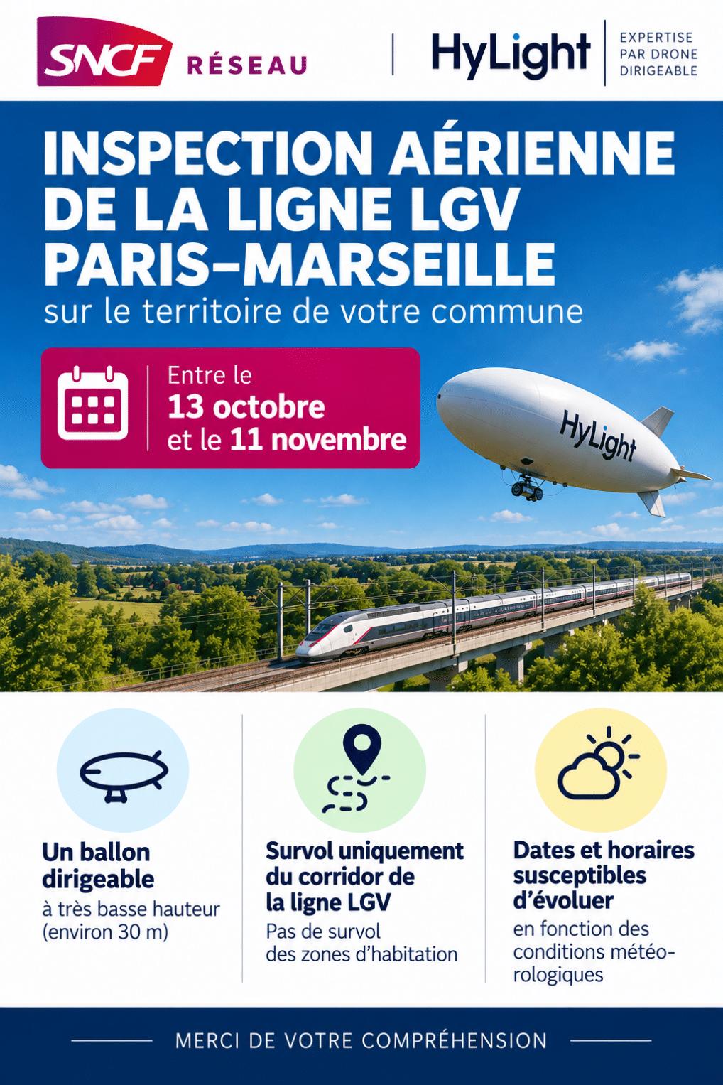 SNCF RÉSEAU – Inspection aérienne de la ligne LGV Paris–Marseille