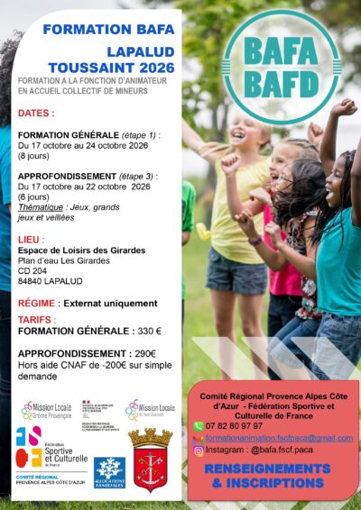 FSCF – DERNIERES PLACES FORMATION BAFA – LAPALUD TOUSSAINT 2026