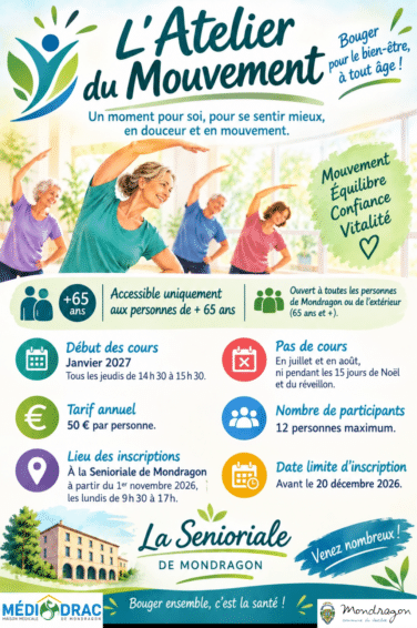 🌿 NOUVEAU À MONDRAGON : L’ATELIER DU MOUVEMENT ! 💚