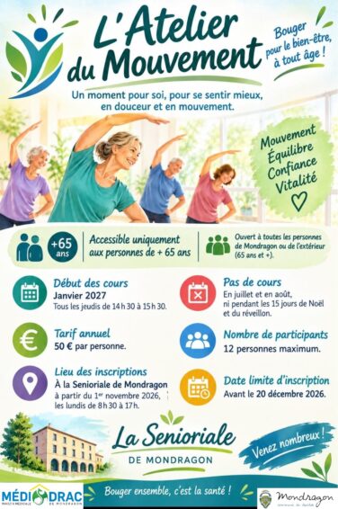 🌿 NOUVEAU À MONDRAGON : L’ATELIER DU MOUVEMENT ! 💚